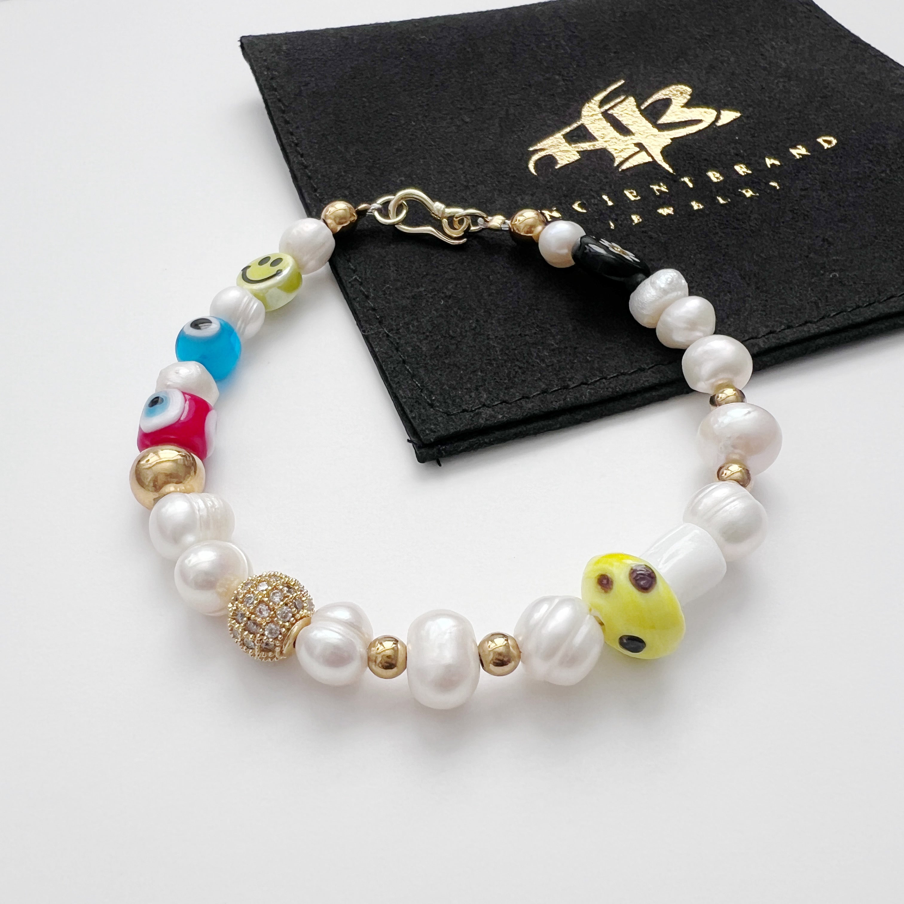 Smalls Men Smiley Face Pearl Bracelet